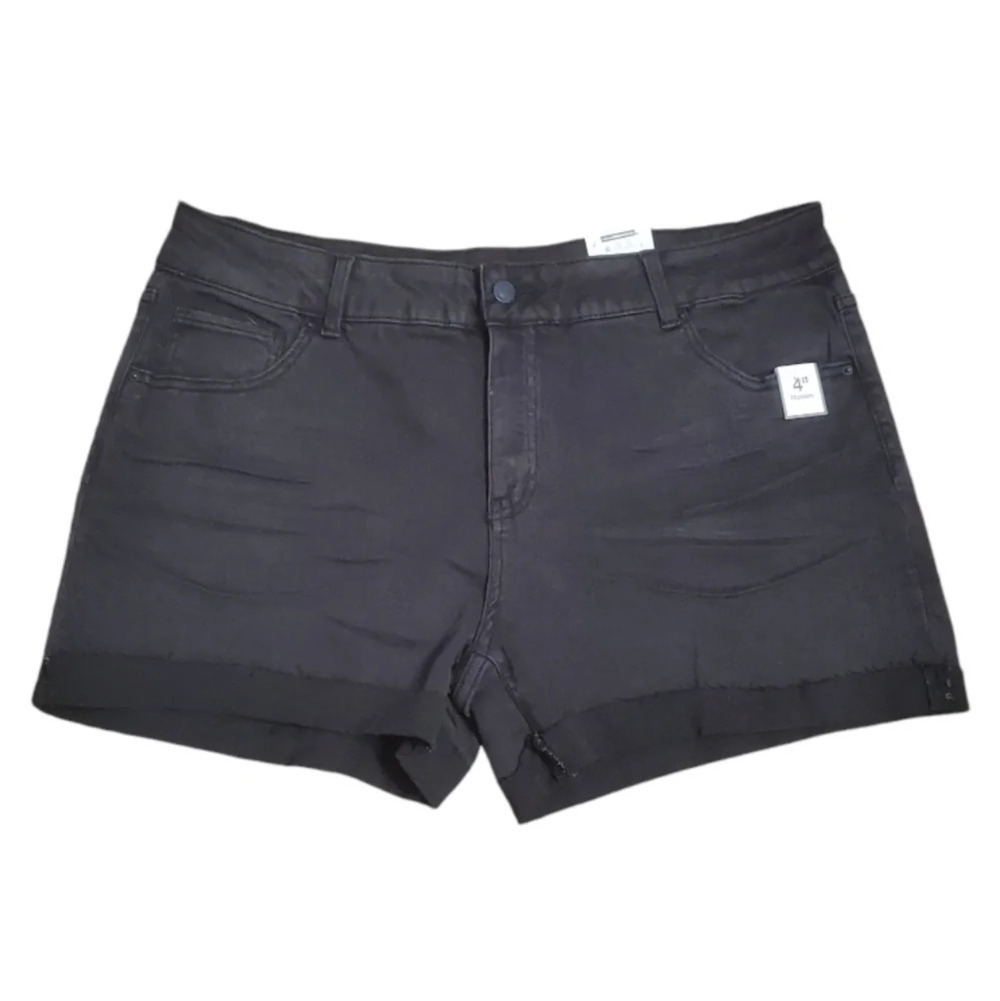 NWT Time & Tru Women's Relaxed Fit Black Jean Denim Shorts 18